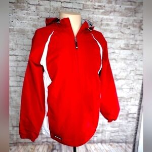 NEW Red Holloway 1/2 Zip Windbreaker Pullover Nylon S Small Hooded jacket Sports